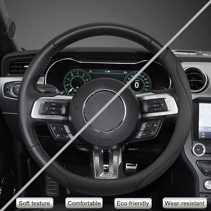 West Llama Car Steering Wheel Cover for Ford Escape,Explorer,Fusion,Focus,Bronco,Transit,Edge(Black- Standard Size)