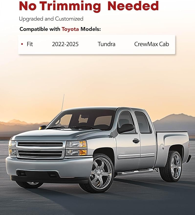 YHTAUTO Fit 2025 2024 2023 2022 Toyota Tundra Floor Mats | Only Fit CrewMax | TPE All Weather Floor Liner, 1st 2nd Row Car Mats