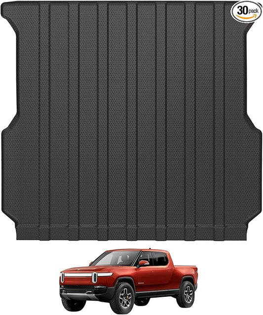 Ecarzo Bed Mat Compatible with 2026 2025 2024 2023 2022 Rivian R1T Accessories 5 FT Bed Liner TPE Cargo Mats Heavy Duty Rear Trunk Mat All Weather Protection