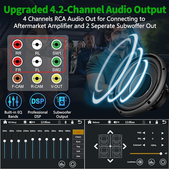 [QLED Screen Upgrade] 7" Double Din Car Stereo with Dash Cam, Wireless Apple CarPlay and Android Auto, Bluetooth 5.3, 240W 4.2-Channel Audio Output, MirrorLink, Backup Camera, AM/FM Car Radio