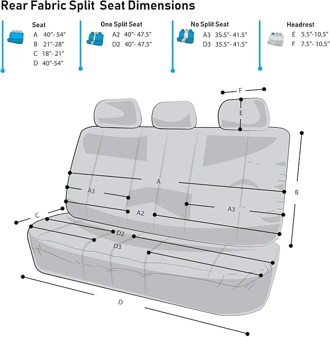 FH Group Car Seat Cover for Back Seat Premium 3D Air Mesh Gray Seat Cover Universal Fit Rear Seat Cover Split Bench Car Seat Protector for Dogs and Kids, Car Interior Accessories for SUV Sedan Van