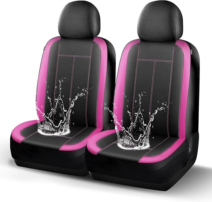 Neoprene Waterproof Car Seat Covers, Composite EVA Seat Covers, Car Seat Cover Front Seats Airbag Compatible, Universal Automotive Comfort for Most Cars,Trucks,SUVs(Black Pink 816)