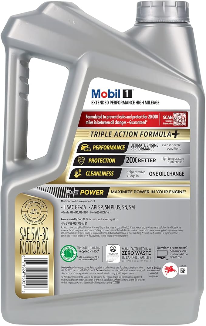 Mobil 1 Motor Oil 5W-30, 5 Quart (Pack of 2) | Extended Performance | High Mileage | Full Synthetic