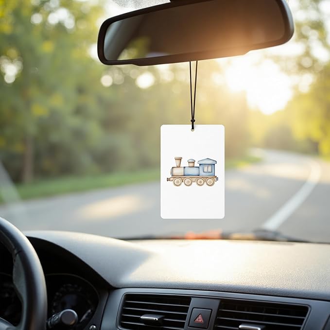 Blue Cute Car Air Freshener 4 Pcs, Watercolor Train Boat Hot Air Balloon Plane Hanging Air Freshener for Cars Closet Drawer Books, Blue Preppy Car Accessories for Women Men