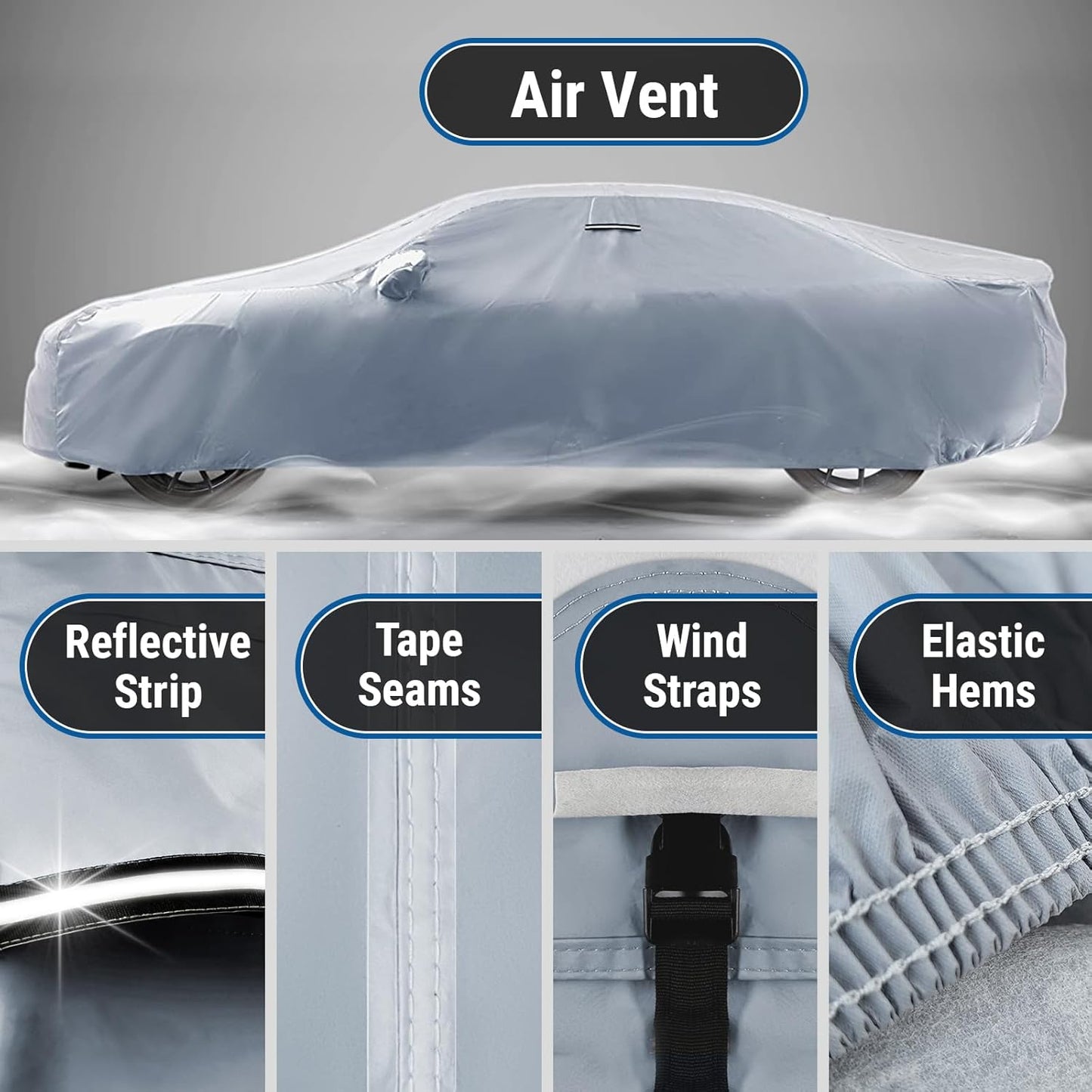 iCarCover Custom Car Cover for Chevy Cobalt (2005-2010) Waterproof All Weather Rain Snow UV Sun Protector Full Exterior Indoor Outdoor Car Cover (Stripe - Gray/Black)