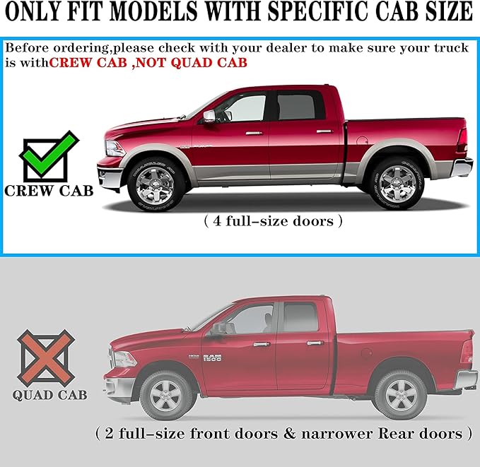 COMNOVA AUTOPART Running Boards Compatible with 2019-2026 Dodge Ram 1500 Crew Cab New Body Style (Excl. Ram 2500/3500/Classic), Side Steps for Easy Access Step Bars, Powder Coated, 6 Inch Step.