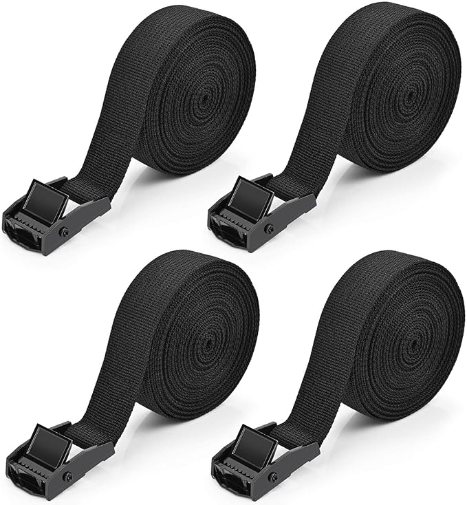 Tie Down Straps 4 Pcs Lashing Strap 13.1' x 1" Adjustable Heavy Duty Cam Buckle Cinch Straps for Cargo, Trucks, Luggage, Trailer, Motorcycle (Black)