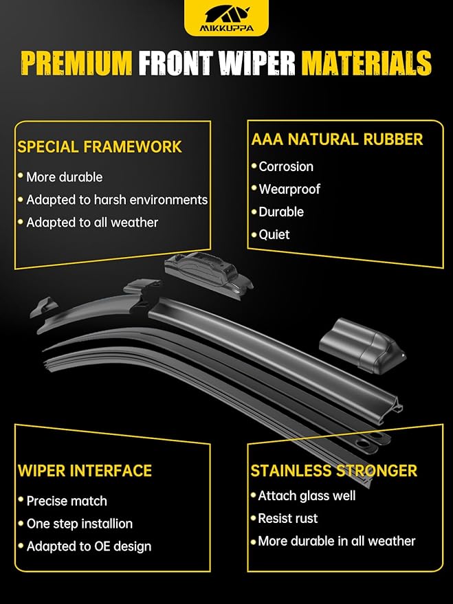 MIKKUPPA 21"+21" Windshield Wipers Blades Replacement for 2007-2017 Jeep Patriot, 1999-2010 Grand Cherokee, 1999-2010 VW Beetle, U/J HOOK All Season Wiper Blades(Pack of 2)