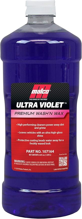 Malco Ultra Violet Premium Wash'n Wax – Best 2-in-1 Car Wash and Wax/Cleans and Provides A Durable, High-Gloss Shine in One Fast and Easy Step / 64Oz. (107164)