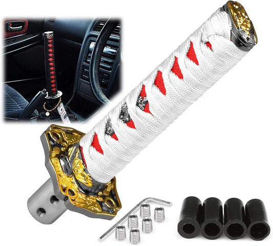 EZAUTOWRAP 15cm White Red Shift Knob Samurai Sword Alloy Katana with Adapter Universal