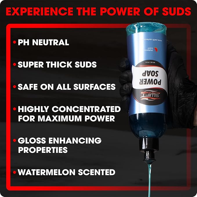 Swift Power Foam Car Wash Soap (16 Oz) – High Foaming, pH Balanced Shampoo for Snow Foam Cannon, Foam Gun, Bucket Wash, Pressure Washer | Ultra-Concentrated Formula | Safe on All Surfaces!