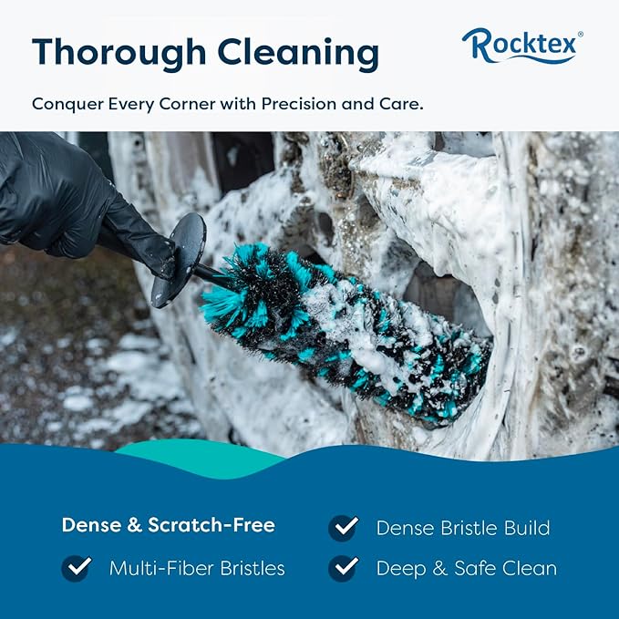 Wheel Brush Set – 3 Sizes Multi-Fiber Blend, Non-Scratch Design for Car & Motorcycle Rims, Spokes, Barrels, Brake Dust, Tight Gaps, Eco-Friendly Clean