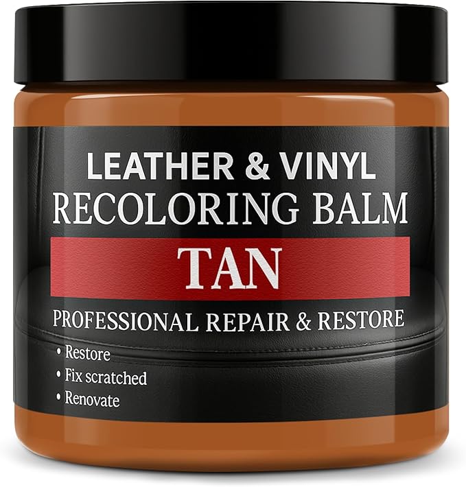 Leather Color Restorer, Recoloring Balm, Scratch Remover, Dye, Paint, Repair Kit for Furniture, Couches, Car Seats, Shoes, Bags, Tan