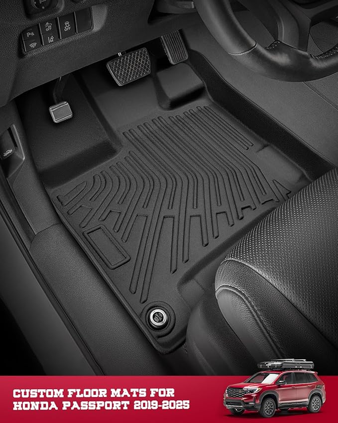 Car Floor Mats with Trunk Liner for Honda Passport 2019-2025: Custom Fit Full Set, All Weather TPE Black SUV Car Floor Liners for Honda Passport Accessories 2019 2020 2021 2022 2023 2024 2025