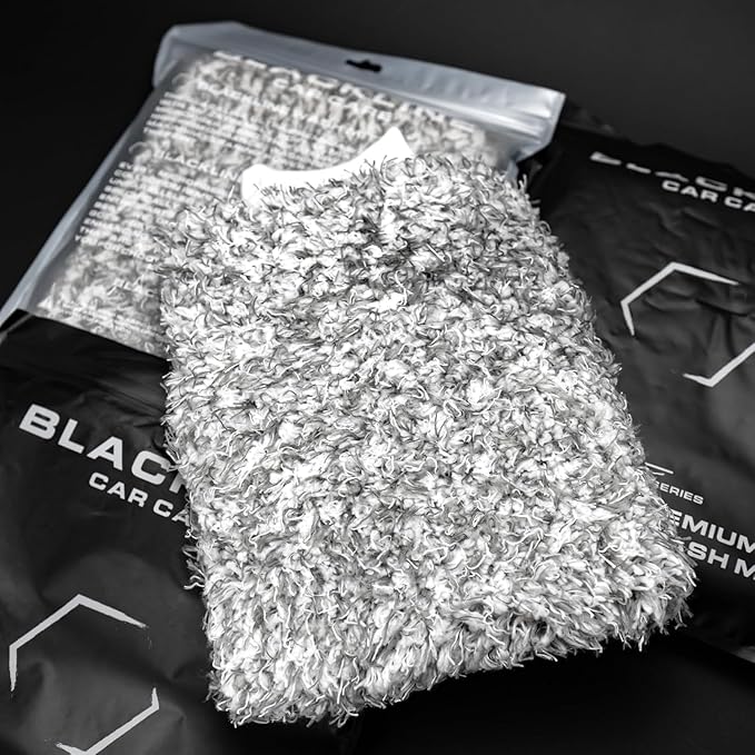 Blackline Microfiber Automotive Wash Mitt -Premium Scratch Free Wash Mitt for Car Cleaning|Car Detailing Accessory Works with Bucket, Car Shampoo, or Foam Cannon | 70%/30% Microfiber Blend, 9"x11"