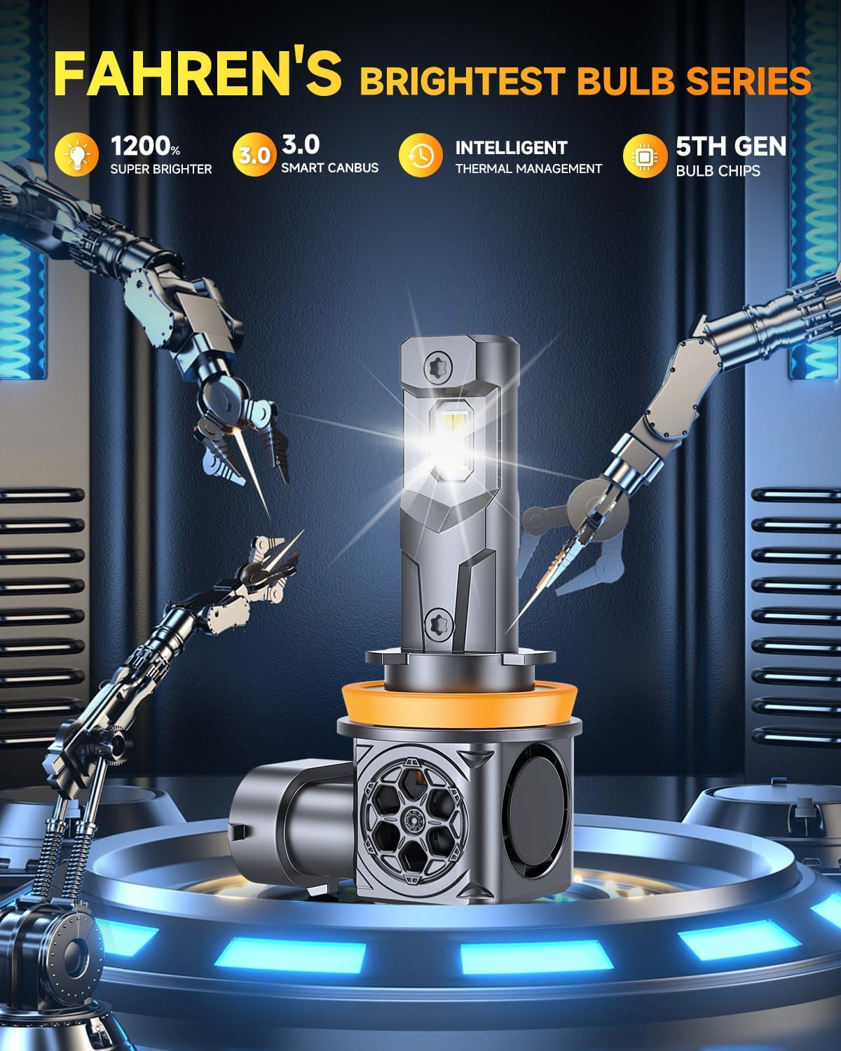 H11/H9/H8 LED Bulbs, [ 𝟓𝐭𝐡-𝐆𝐞𝐧 & 𝐁𝐫𝐢𝐠𝐡𝐭𝐞𝐬𝐭 ] 𝟕𝟎,𝟎𝟎𝟎𝐋𝐌 𝟏𝟐𝟎𝟎% Brighter, Real 1:1 Mini Size Design, 6500K Cool White H11 Fog Bulbs, Plug and Play, CANbus Ready, Pack of 2