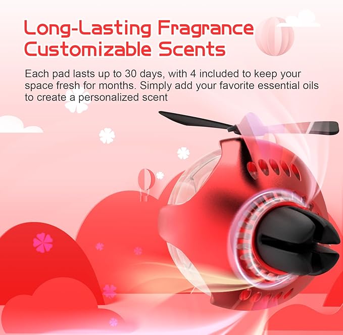 Red Bear Car Air Freshener with 6 Colors LED Lights & 4 Scented Pads – Light Fragrance, Decorative Auto Accessories