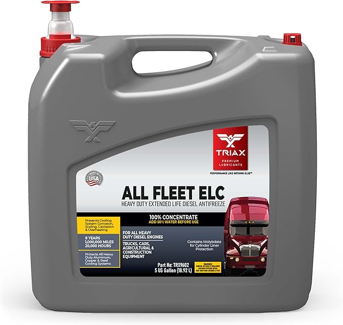 Triax All Fleet HD ELC NOAT, Coolant & Antifreeze, Diesel Extreme HD 1 Million Mile, 8 Year, 20,000 HRS, CAT EC-1, Concentrate (5 Gallon)