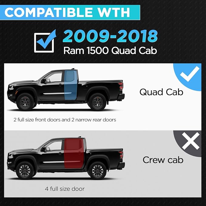 PZ Running Boards Compatible with 2009-2018 Dodge Ram 1500 Quad Cab/Extended Cab, Drop Side Steps Black Heavy Duty Carbon Steel Rails Nerf Bars