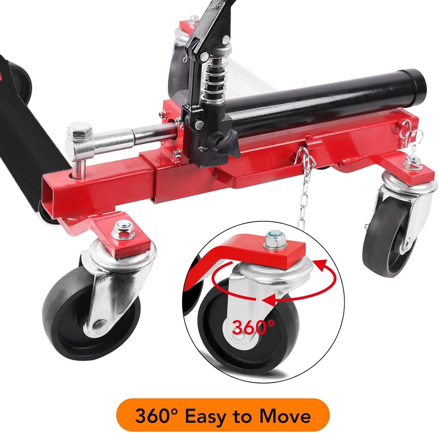 4 Pcs Car Wheel Dolly with Hydraulic Tire Jack, 1500LBS Capacity Trailer Dolly for Vehicle Positioning for Truck RV Trailer, Red