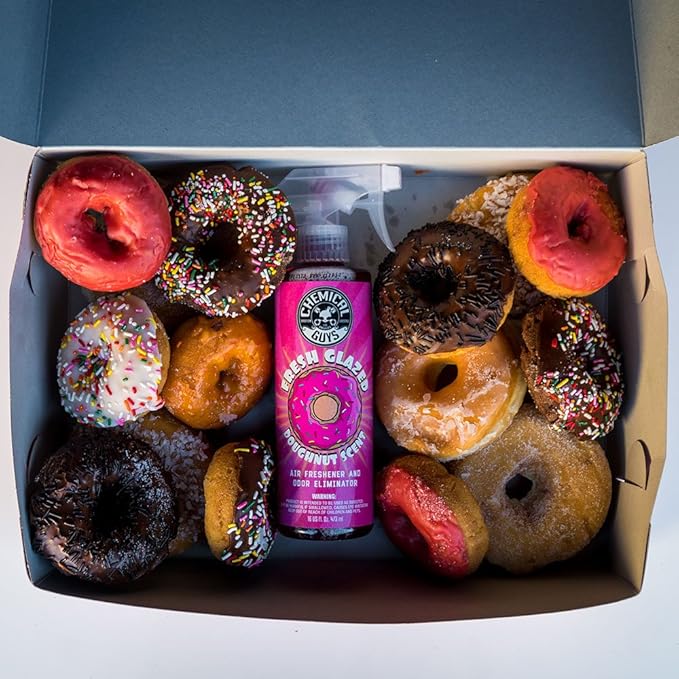 Chemical Guys AIR23304 Fresh Glazed Doughnut Scent Premium Air Freshener and Odor Eliminator, (Great for Cars, Trucks, SUVs, RVs, Home, Office, Dorm Room & More) 4 fl oz