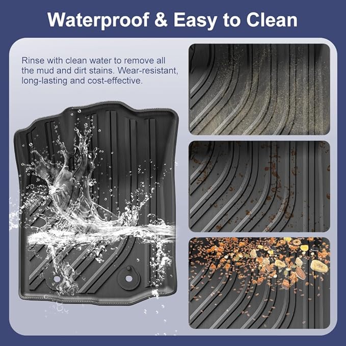 TPE Car Floor Mats for Toyota Tacoma 2016-2023 Double Cab (Only for Automatic), Custom Fit Carpet Floor All Weather Truck Mats - Front and Rear Row, 3PCS