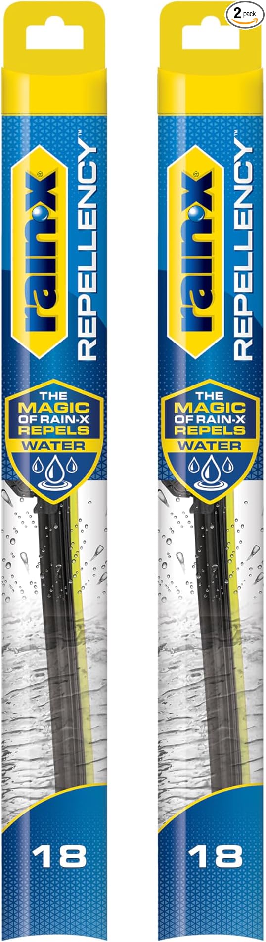Rain-X 810360 Repellency Water Repellent Wiper Blades, 18" Windshield Wipers (Pack of 2) New & Improved Version of Latitude [Amazon Exclusive]