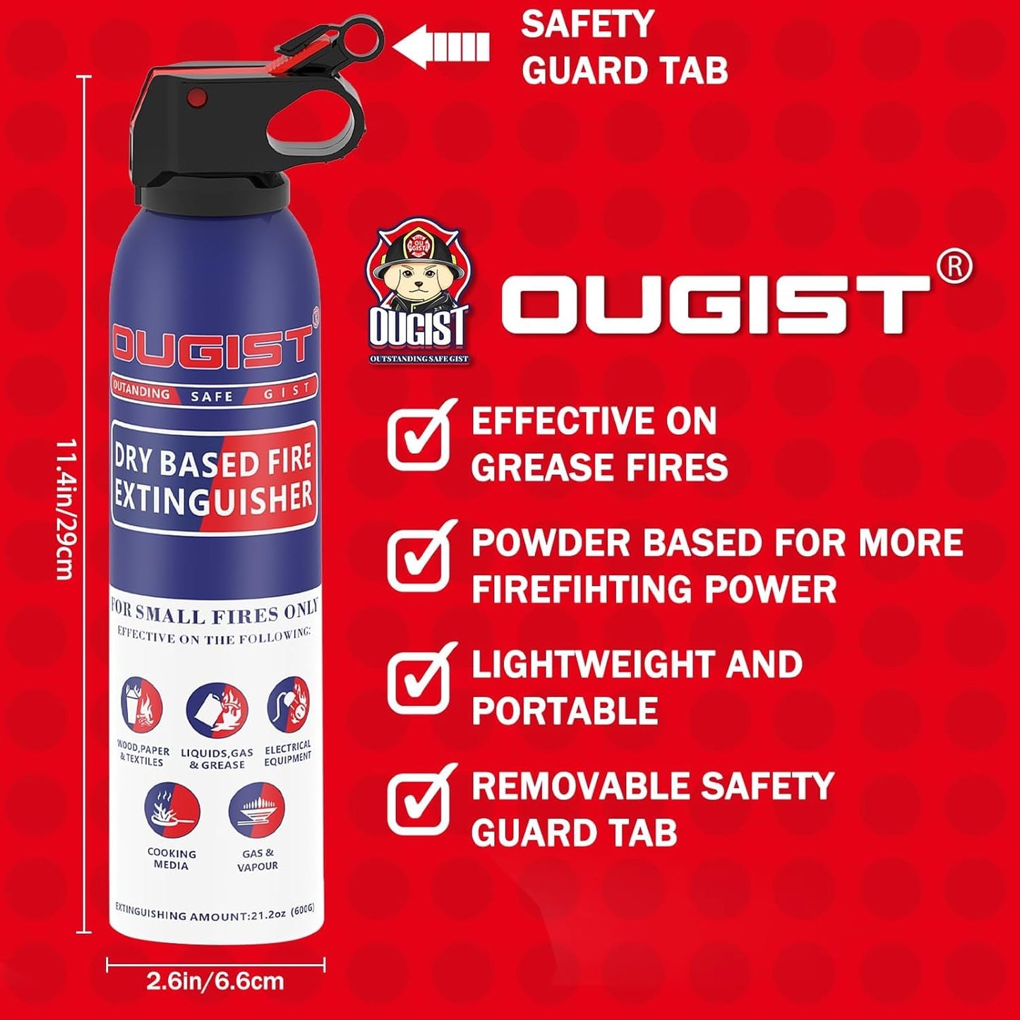 Fire Extinguisher for Home & Vehicle - 600g Fire Extinguisher | Grease & Electrical Fire Extinguisher for Kitchen, Car, Portable (6-Pack)