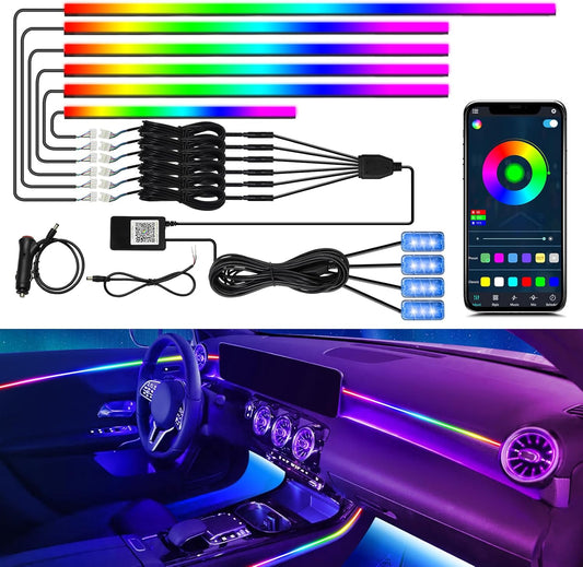 WEBUPAR Dreamcolor Interior Car Lights - 10 in 1 LED Strip Lights with APP Control and 213 Color Modes, Decorative Neon Ambient Lighting Kits