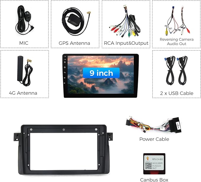 FELLOSTAR Car Stereo for 1999-2005 BMW 3 Series E46 323ci 325ci 330ci 318i 328i 330xi M3 Radio Update Android Carplay & Android Auto with Touch Screen Super HD QLED Screen 8-Core 2GB RAM+32GB ROM