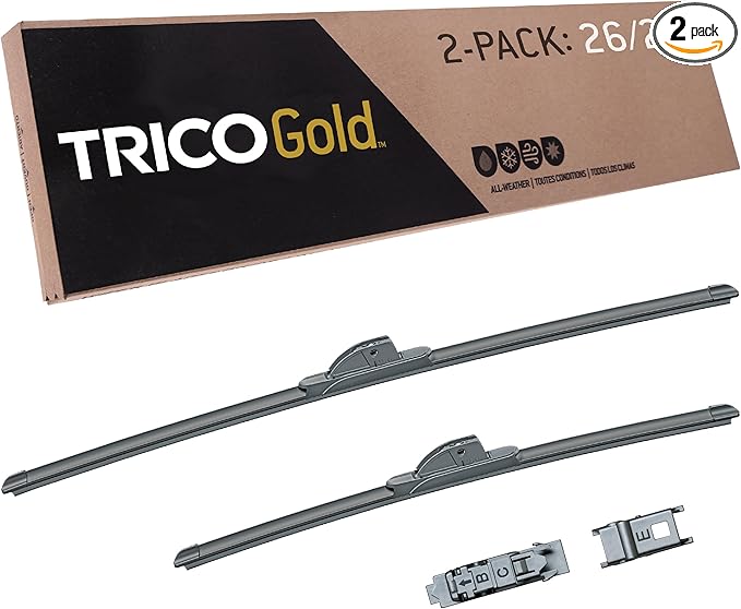 TRICO Gold 26" + 20" Premium Automotive Replacement Windshield Wiper Blades (Set of 2), Passenger and Driver Side All-Weather Beam Wiper Blades for Select Vehicle Models