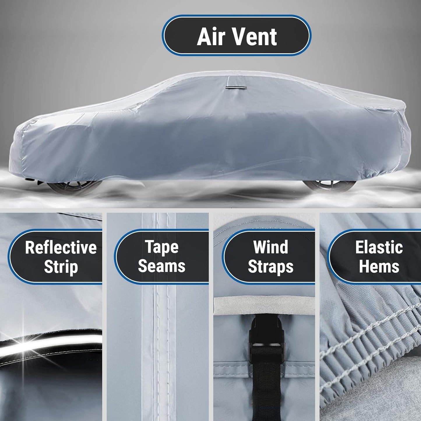 iCarCover Custom Car Cover for Chevy HHR (2006-2011) Waterproof All Weather Rain Snow UV Sun Protector Full Exterior Indoor Outdoor Car Cover (Stripe - Gray/Black)