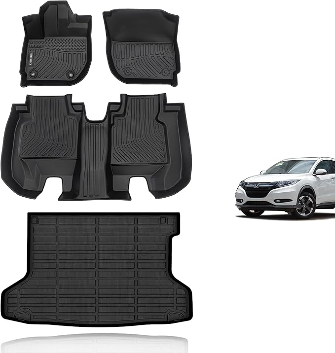 KELCSEECS Floor Mats & Cargo Liner Custom for 2016 2017 2018 2019 2020 2021 2022 Honda HR-V (FWD Model) Car Mats Cargo Mat Trunk Mat Honda HRV All Weather Floor Mats Trunk Liner Accessories