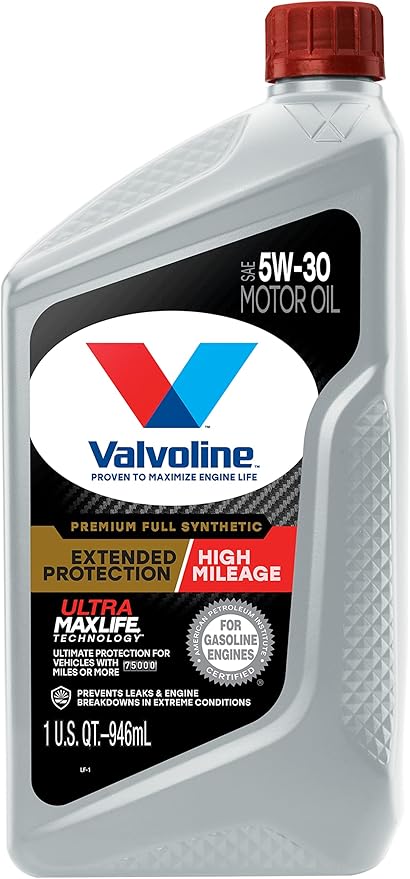 Valvoline Extended Protection High Mileage with Ultra MaxLife Technology 5W-30 Full Synthetic Motor Oil 1 Quart