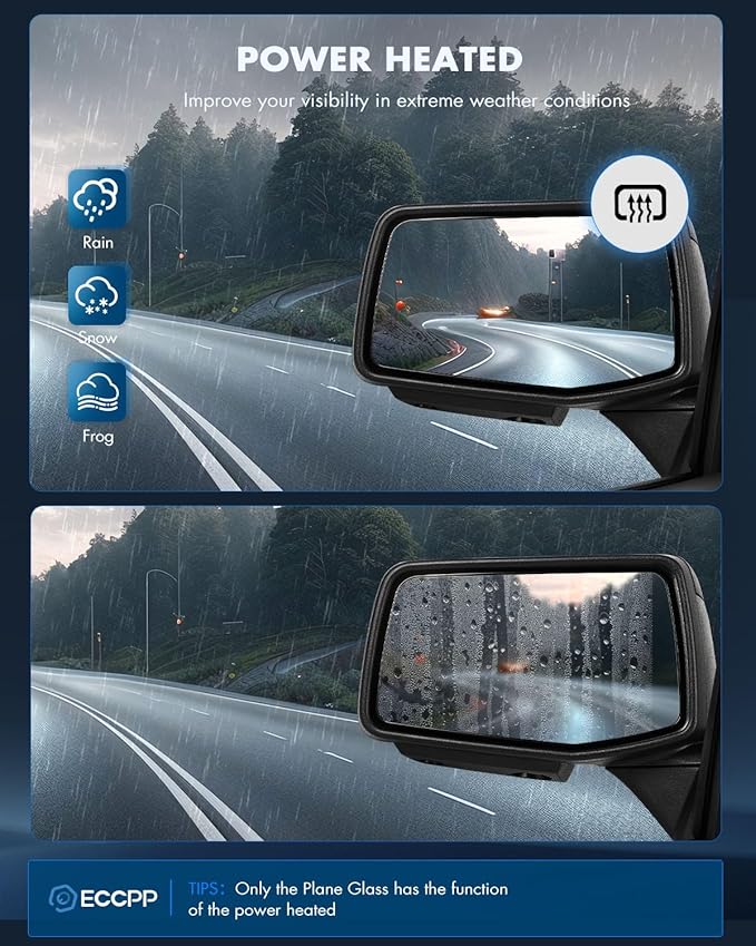 ECCPP Tow Mirrors Towing Mirrors Compatible With 2019-2023 For Chevy silverado 1500 With Left Right Side Blind spot light With Power Heated light on cover puddle light Temp sensor