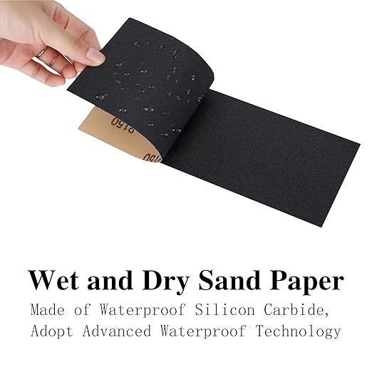 100PCS Wet Dry Sandpaper,80 to 5000 Assorted Grit Sand Paper Sheets for Wood Furniture Finishing,Metal Sanding and Automotive Polishing