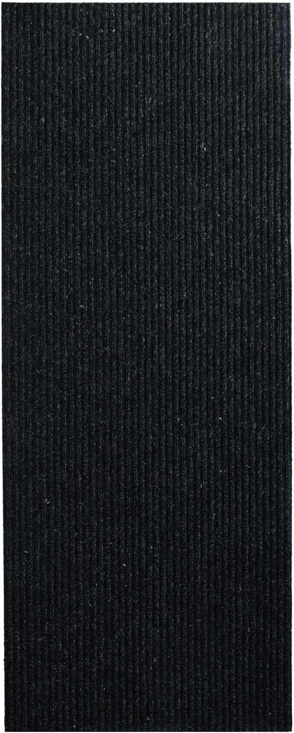 iCustomRug Spartan Weather Warrior Indoor/Outdoor Utility Ribbed Carpet Runner with Non-Slip Thermoplastic Rubber Backing, 3ft X 14ft in Black