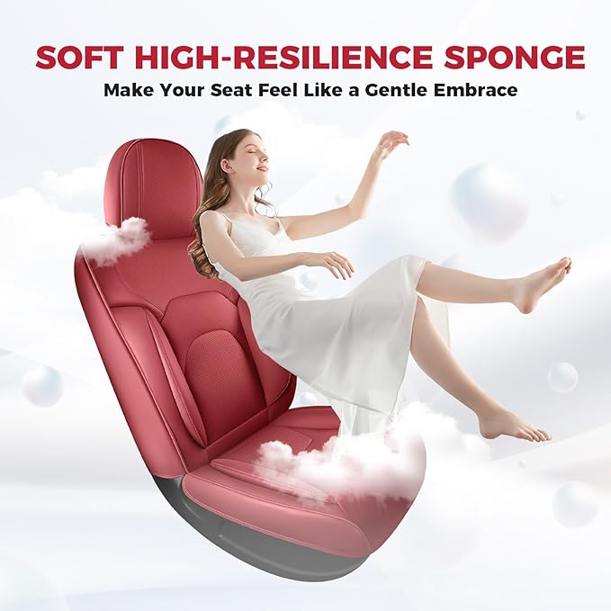 FREESOO Car Seat Covers Front Seats 2PCs,Waterproof Automotive Seat Covers, Leather Cars Interior Covers, Seats Protection Universal fit Babies & Adult (WineRed)