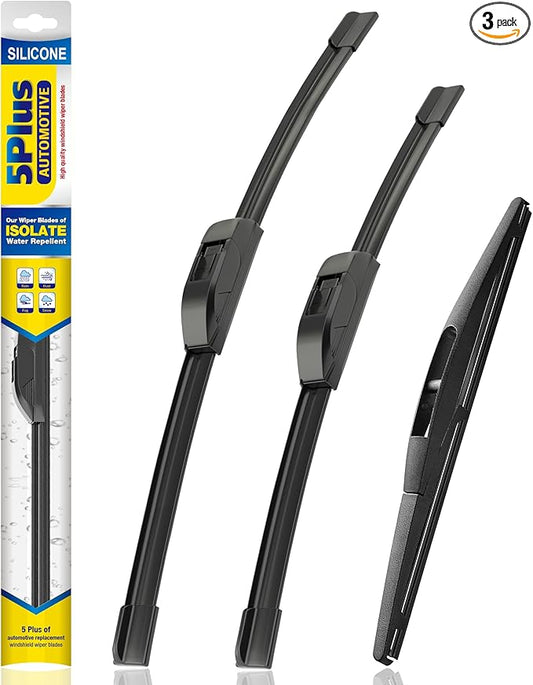5 PLUS® Silicone Windshield Wipers Replacement for Mitsubishi Outlander Sport 2011-2023, RVR 2011-2017, ASX 2013-2015 Wiper Blades(Set of 3), Windshield Wiper Blades For My Car-24"/21"/10"