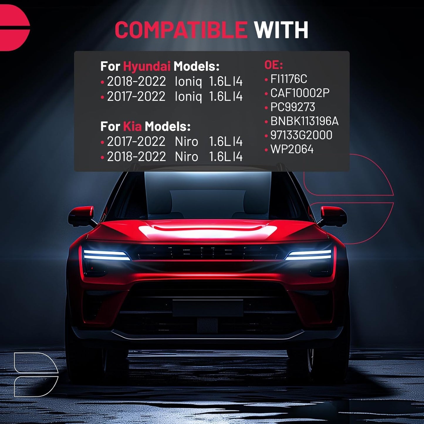 BDFHYK Cabin Air Filter with Activated Carbon Compatible with Hyundai Ioniq 2017-2022, Compatible with Kia Niro 2017-2022, Replace# 97133G2000, CAF10002P