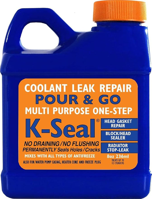K-Seal ST5501 Multi-Purpose One Step Permanent Coolant Leak Repair, 8oz, Pour and Go, Mixes with All Antifreeze, No Flushing Required