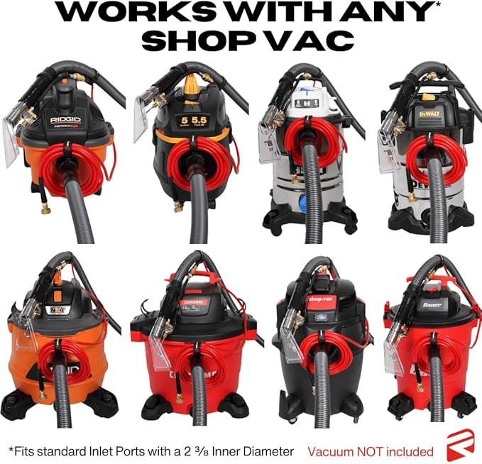 [Ripclean] Betterextractor Hose Kit Extractor Universal Attachment for Shop Vacuum | Use for Carpet, Rugs, Car seat, Upholstery, Stairs, Mattresses | Stainless Steel Hand Tool (25 Foot Waterline)