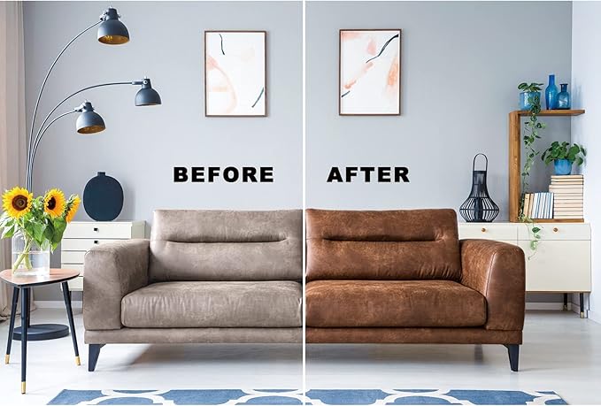 STARTSO WORLD Mink Oil Leather Recoloring Balm & Conditioner - Medium Brown Dye Kit for Couch, Car Seat, Shoe & Vinyl Repair