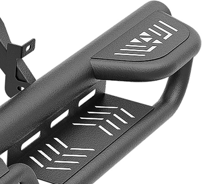 Quad Cab Three Raised Steps Running Boards Compatible for 2002-2008 Dodge Ram 1500 Quad Cab, 2003-2009 Ram 2500 3500 Double/Extended Cab Side Steps Rails Nerf Bar Two Stairs Design