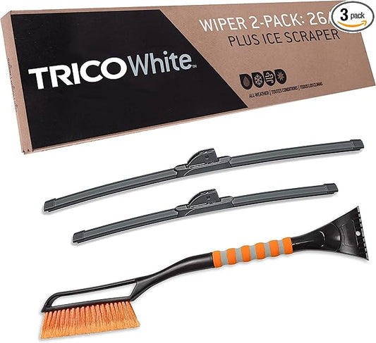 TRICO White 26" + 21" Extreme Weather Premium Winter Automotive Replacement Windshield Wiper Blades (Set of 2), Passenger and Driver Side All-Weather Beam Wiper Blades with Ice Scraper