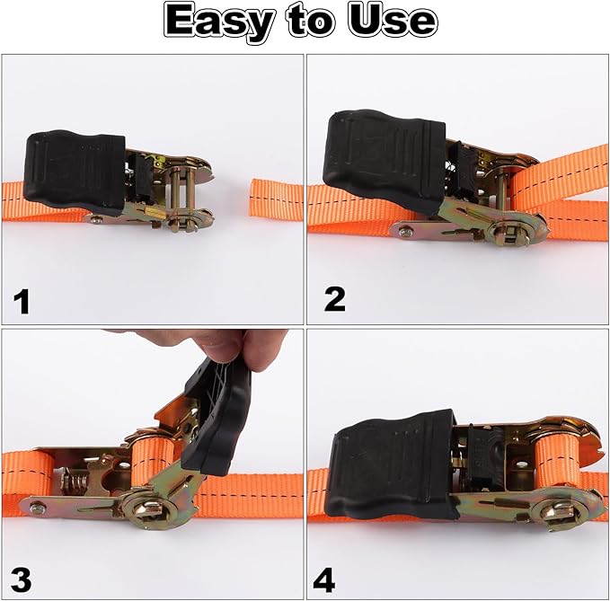 Ratchet Straps, 6Pack 20Ft Ratchet Tie Down Straps, 1700 LB Break Strength Ratchet Tie Down Straps with Safety Lock S Hooks & Soft Loops for Moving Cargo, Motorcycle, Appliances, Lawn Equipment