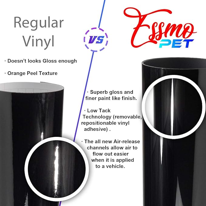 1.6FTx5FT PET Super Gloss Metallic Rose Black High Glossy Vinyl Wrap Auto Car Sticker Decal Film Sheet Bubble Free Air Release Technology with Tool Set