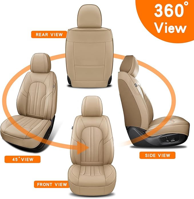 Car Seat Covers,Car Seat Protector Waterproof,Seat Covers Front, Car Seat Protectors,Automotive Seat Covers Fit for Most Cars Beige