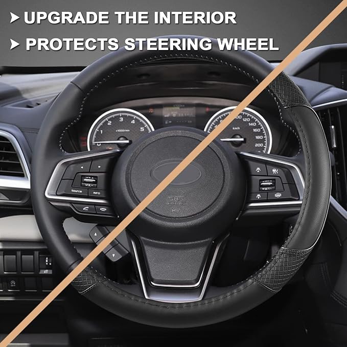 GIANT PANDA Customized Auto Steering Wheel Cover for Subaru Forester, Car Steering Wheel Cover for Subaru Outback and Crosstrek - Solid Black
