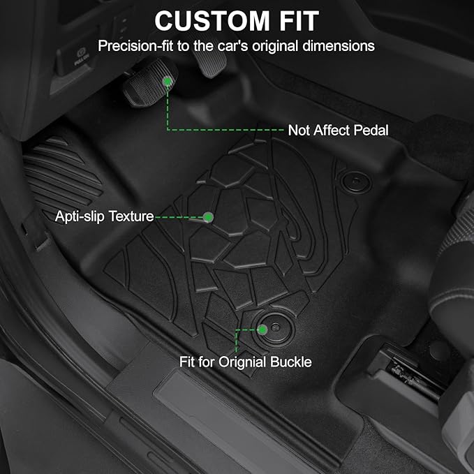 Floor Mats for Ford F-150 2015-2025 | F150 Lightning 2022-2025 SuperCrew (Rear w/Fold Flat Storage) Carpet Floor All Weather TPE Car Liners Truck Front and 2nd Row Door Guards Accessories